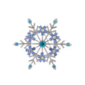 Blue Silver Tone Snowflake Crystal Metal Brooch Pin view 1