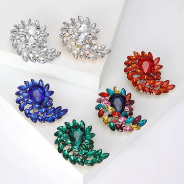 Teardrop Crystal Laurel Brooch in Six Bright Colorways