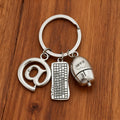 Silver At Sign Keyboard Mouse Computer Charm Keychain view 3