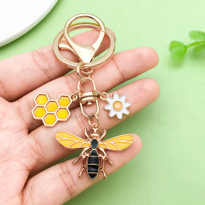 Bee and Honeycomb Charm Keychains with 33 Varied Design Styles for Bags and Keys