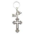 Silver Tone Ornate Cross and Scripture Keychain and Attached Hardware view 5