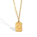Embossed Butterfly Tag Pendant Necklace Mixed Link Chain view 5