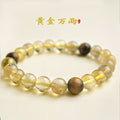 Yellow Rutilated Quartz Bead Bracelet Tiger Eye Accents view 1