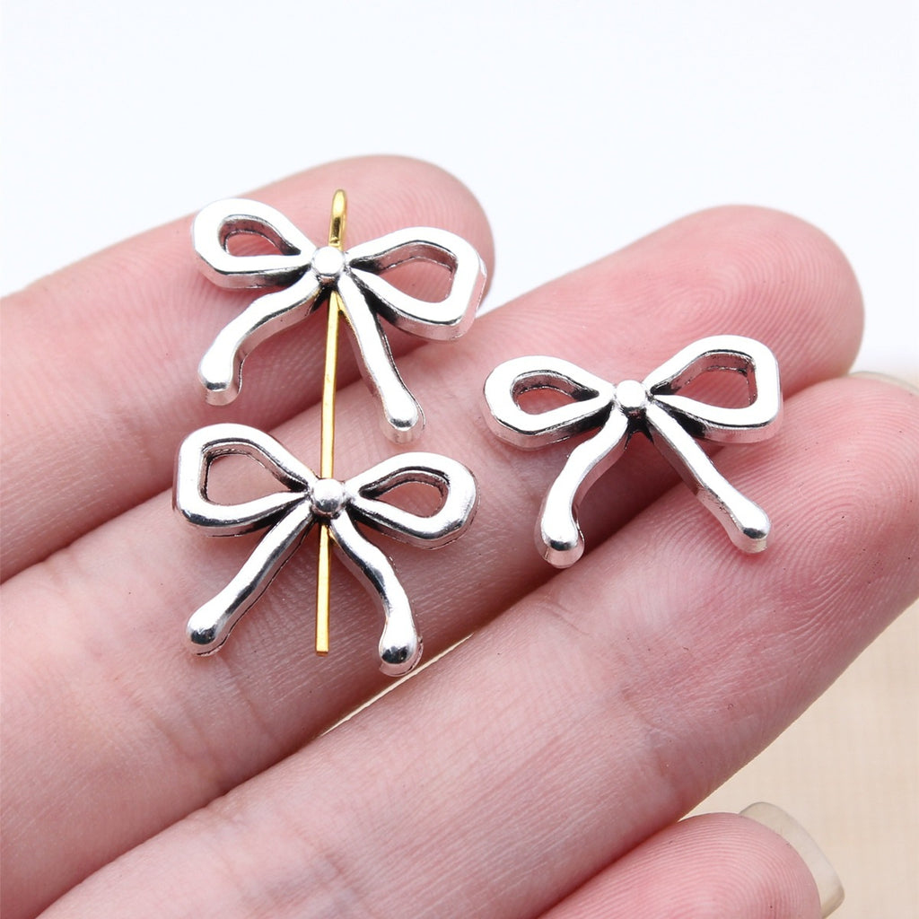 17x13mm 1.65g Antique Silver Zinc Alloy Bow Small Hole Spacer Butterfly Beads for Bracelet Necklace DIY Making