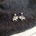Rocking Horse Pearl Stud Earrings - 2 Styles Polished Decorative Design view 7