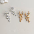 Matte Ear Cuffs With Bow Dangle Gold and Silver Clips view 1