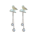Ivory Butterfly Pearl Drop Earrings with Silver Tone Chains view 5