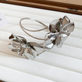 Silver Metal Flower And Leaf Open Arm Cuff Bracelets view 7