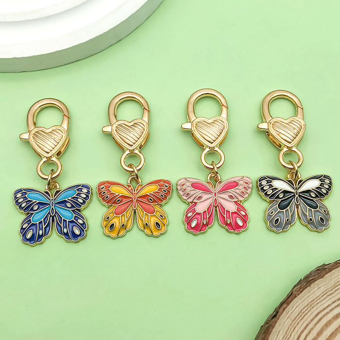 Colorful Butterfly Metal Keychains With Heart Clasps And Split Rings