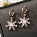 Gold Tone Clear Crystal Geometric Huggie Drop Earrings in Five Designs view 9