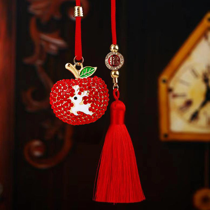 Mixed Jeweled Deer Apple and Double Cherry Vehicle Hanging Ornaments
