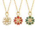 Gold Paperclip Snowflake Enamel Pendant Necklace Zircon Accents view 5
