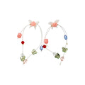Colorful Floral Beaded Oversized Hoop Stud Earrings view 5