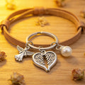 Silver Angel Heart Wings and Pearl Keychain and Attached Hardware view 4