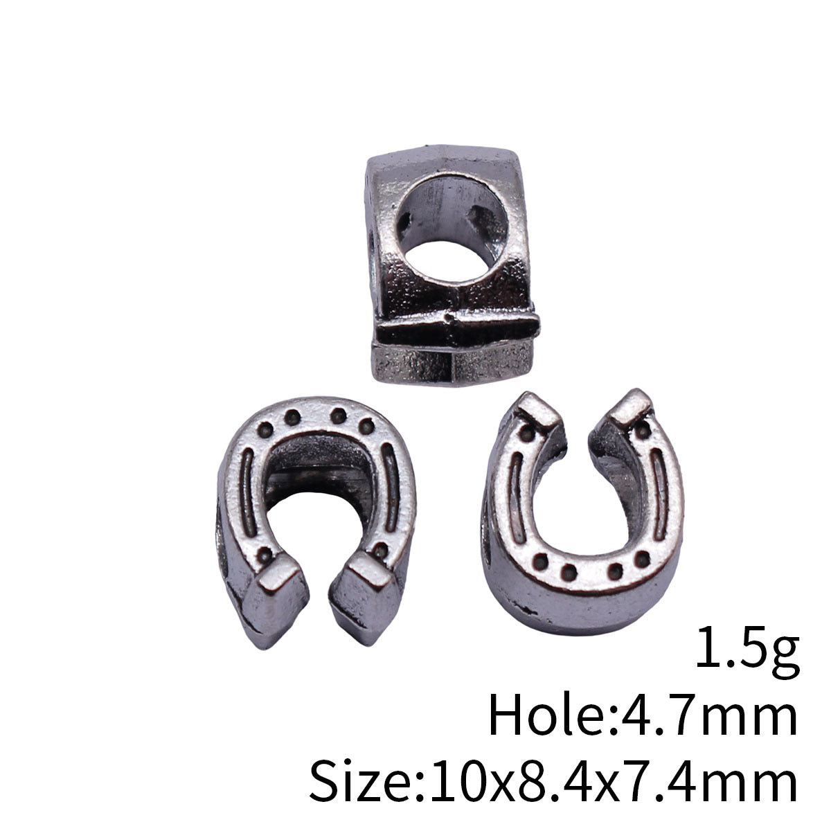 10x8.4x7.4mm 1.5g Multicolor Zinc Alloy Horseshoe Large Hole Beads for Bracelet Necklace Jewelry Making