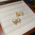 Gold Tone Leaf Pearl Look Hook Earrings Fashion Jewelry for Women view 6
