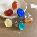 Oval Resin Cabochon Clear Band Rings in Six Colors view 1
