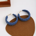 Blue Light Blue and Dark Blue Wrapped Wide Hoop Earrings view 6