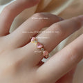 Gold Tone Multicolor Heart Stone Adjustable Open Ring For Women view 2