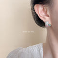 White Pearl Lavender Aqua Cabochon Cluster Stud Earrings Pair view 2