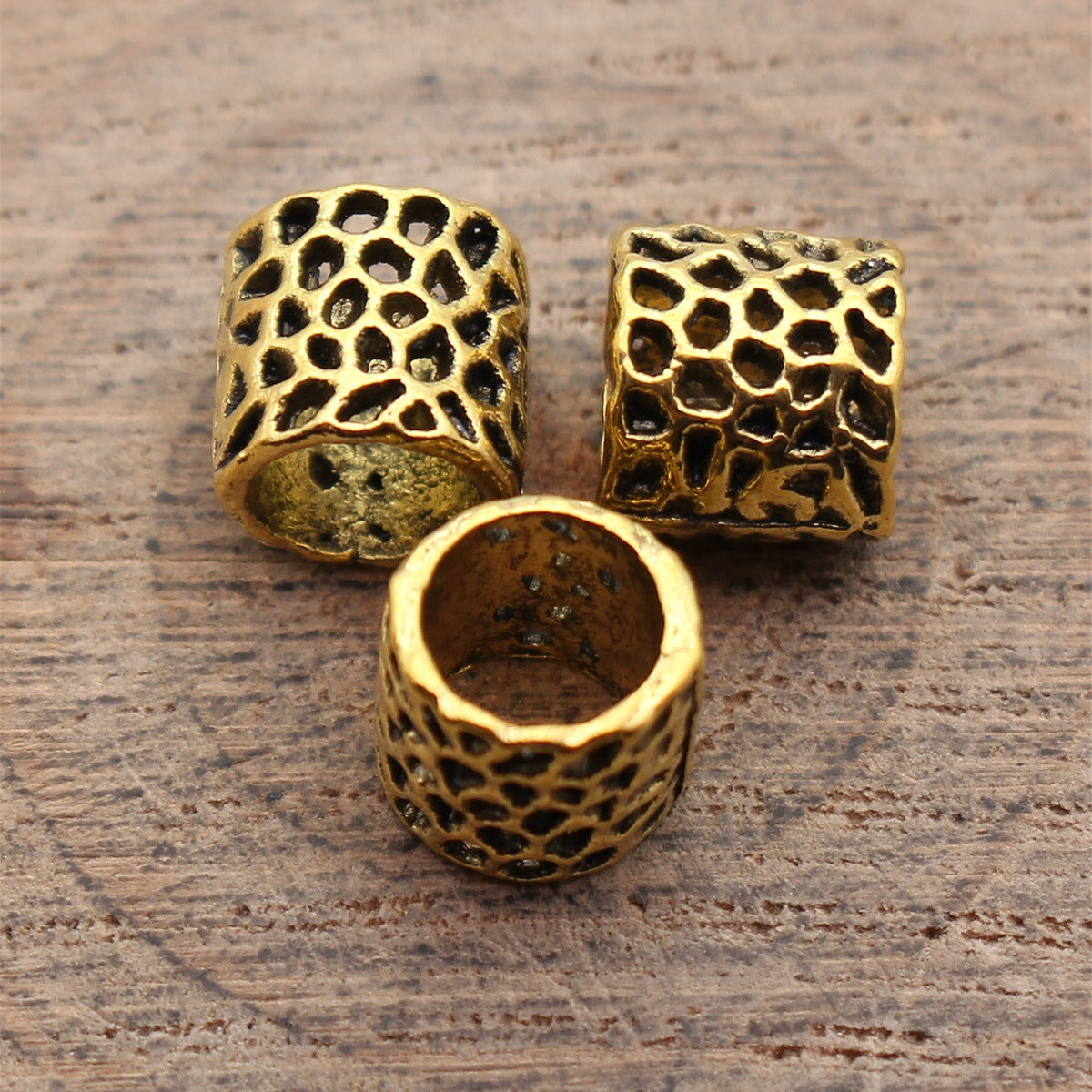8x8x8mm 0.8g Multicolor Zinc Alloy Hollow Mesh Tube Large Hole Spacer Beads for Dreadlock Jewelry