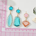 Gold Geometric Crystal Glass Drop Earrings Leaf Triangle view 2