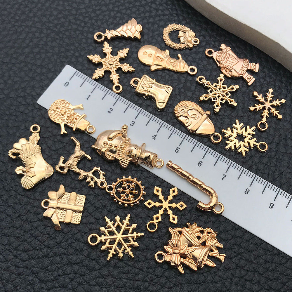 KC Gold Zinc Alloy Christmas Santa Snowflake Bell Charm Pendant for DIY Jewelry Making