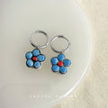 Blue White Porcelain Ceramic Drop Hoop Earrings Set view 10
