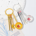 Mini Bowl Spoon Chopsticks Keychain Gold Silver Cord Options view 2
