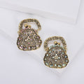 Openwork Handbag Brooch with Pastel Crystal Accents view 1