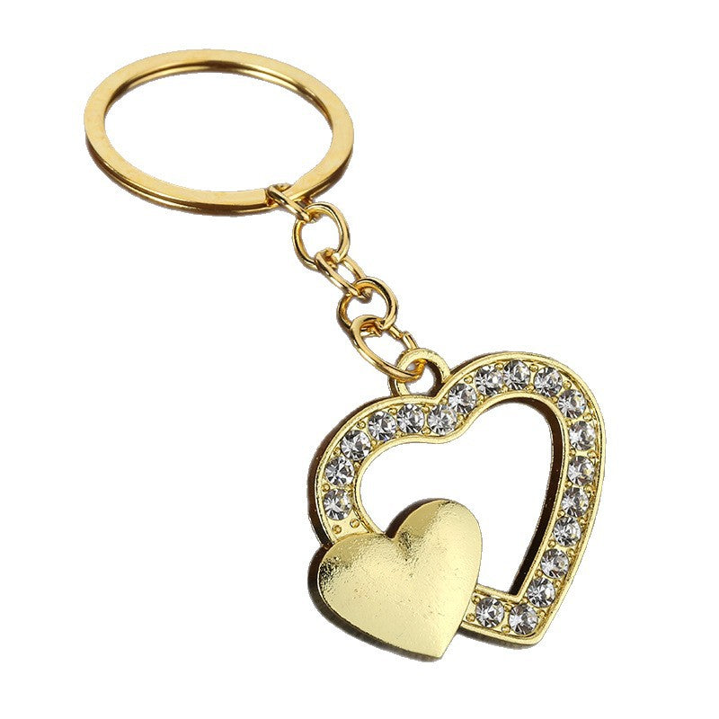 Rhinestone Heart Zinc Alloy Keychain Car Hanging Accessory Gift