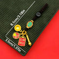 Antique Zinc Alloy Wenchang Pen Red Rope Charm Pendant for Keychain Phone Decor