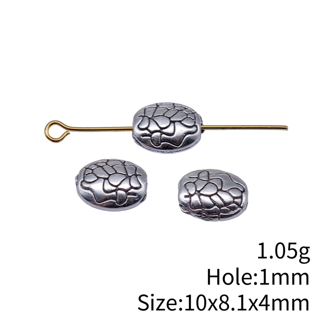 10x8.1x4mm 1.05g Multicolor Zinc Alloy Double Sided Pattern Oval Spacer Beads for Handmade Jewelry Making