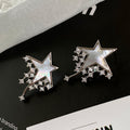 Star Outline Stud Earrings with Crystal Fringe Statement Jewelry view 6