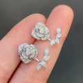 Silver Tone Rose And Butterfly Mismatched Stud Earrings view 3