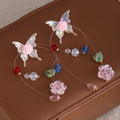 Colorful Butterfly Flower Bead Extra Long Hoop Earrings view 4