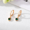 Gold Tone Small Faceted Crystal Heart Huggie Drop Earrings view 7