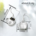 Silver Tone Black Cat Coffee Cup Hook Drop Earrings view 4