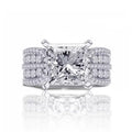 Princess Cut Square Center Ring Silver Pave Shoulders view 1