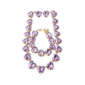 Gold Heart Crystal Necklace Bracelet Earring Jewelry Sets view 5