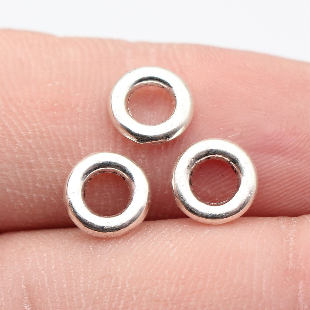 7.9x7.9x1.8mm 0.32g Multicolor Zinc Alloy Round Ring Connector Spacer Beads for Bracelet Jewelry Making