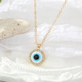 Gold Tone Crystal Halo Realistic Eyeball Pendant Necklaces view 5