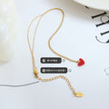 Gold Tone Red Heart Pendant Necklace Cable Chain Clavicle Style view 2