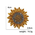 Layered Gold Tone Sunflower Brooch with Crystal Center view 5