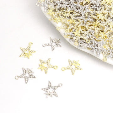 Slim Crystal Star Charms in Gold Tone and Silver Tone