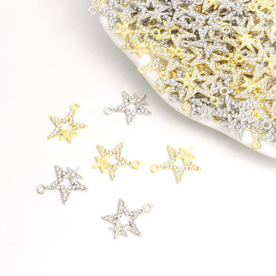 Front assortment of slender five-point stars lined with clear crystals