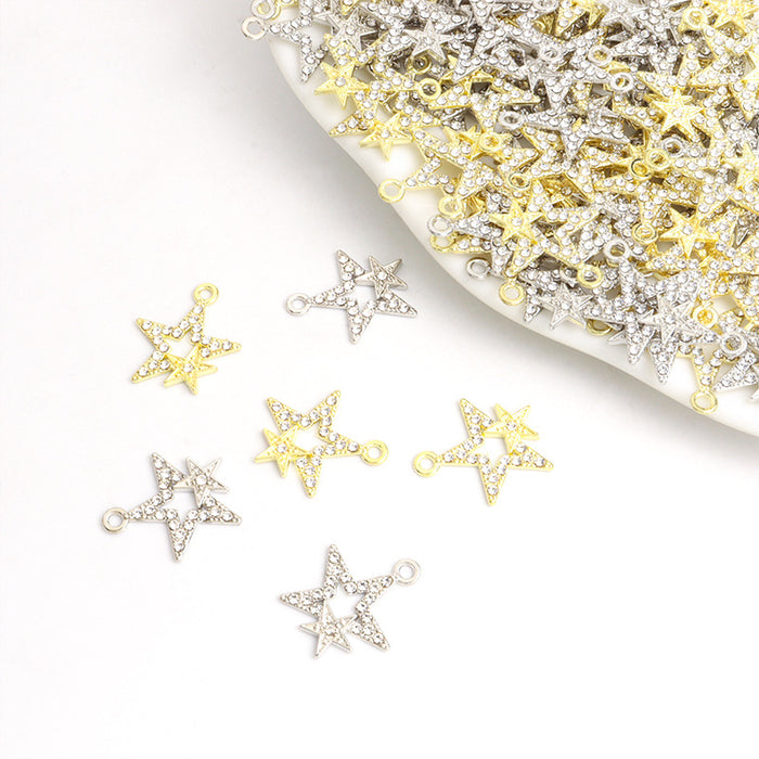 Slim Crystal Star Charms in Gold Tone and Silver Tone