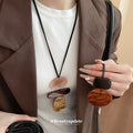 Black Cord Resin Geometric Pendant Necklace Two Styles view 1