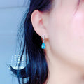 White Gold Tone Light Blue Pear Crystal Drop Earrings view 4