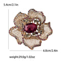 Striped Petal Flower Brooch with Large Crystal in Six Colors view 6